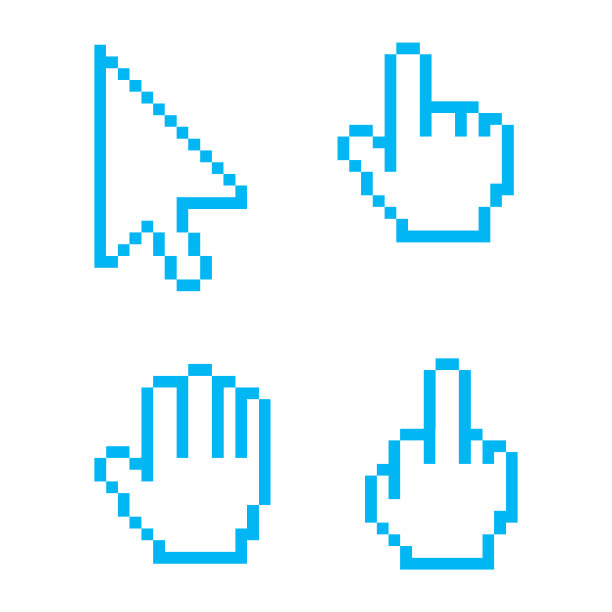 游标和手势的向量图像集。像素艺术风格图标的集合。图片下载