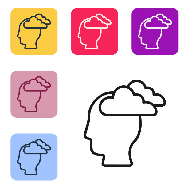 黑线男人头痛偏头痛图标图片下载