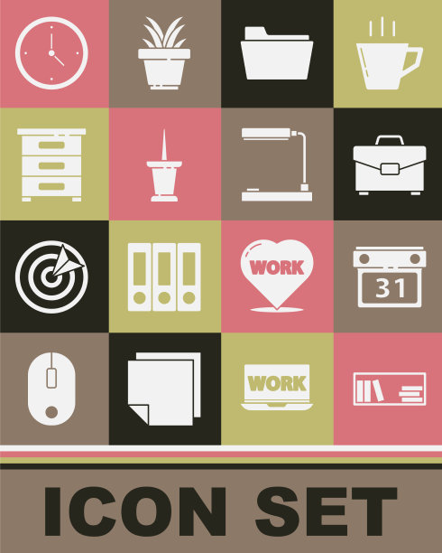 书架上放着书，日历，公文包图片下载