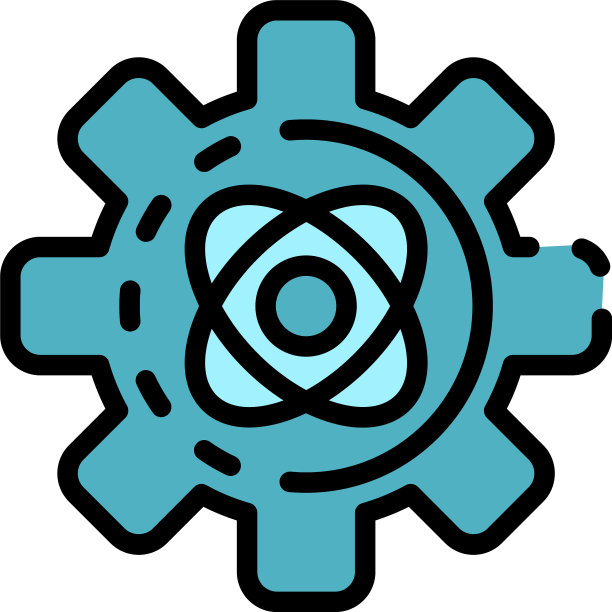 齿轮与原子图标颜色轮廓图片下载