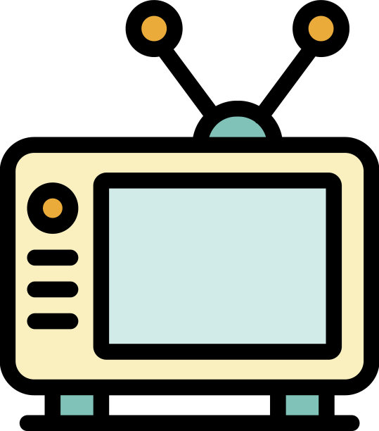 电视图标彩色轮廓图片下载