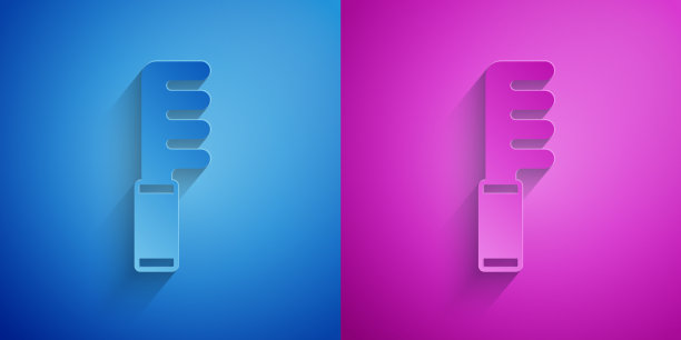 纸剪毛刷图标孤立在蓝色和图片下载