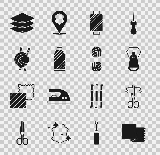 集纺织面料卷剪刀拉链缝纫图片下载