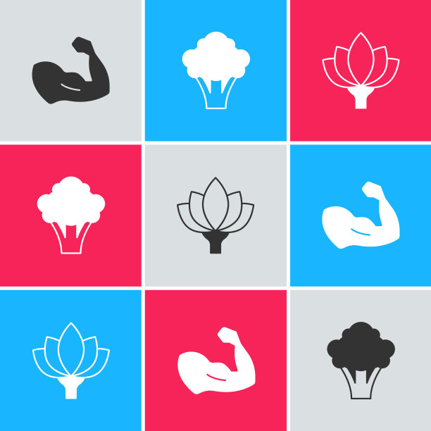 设置健美肌肉花椰菜和莲花图片下载