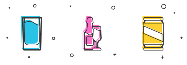小酒杯，香槟瓶和啤酒罐图片下载
