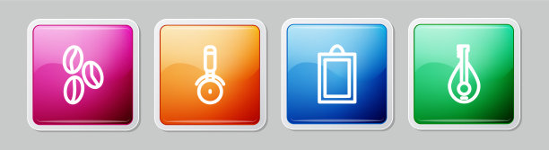 设置线咖啡豆披萨刀图片和图片下载