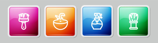 设置线条剃须刷洗脸盆美发师图片下载