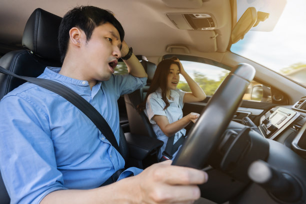 一对夫妇开车时争吵图片下载