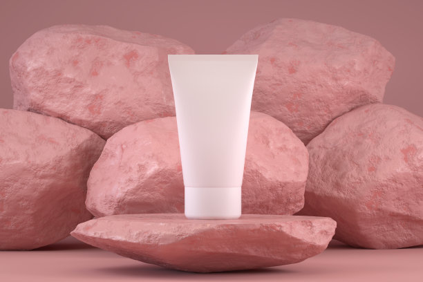 采购产品化妆品管，空白瓶包装模拟，霜，皮肤护理，美容产品在石讲台图片下载