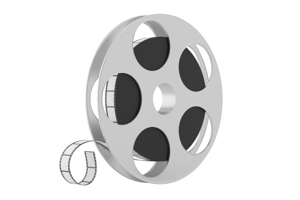 电影胶卷。隔离在白色背景上的胶片卷轴。3 d渲染。图片下载