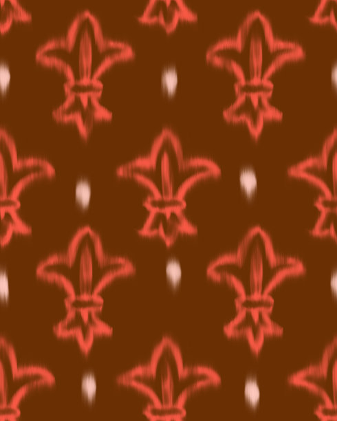 锦缎手绘花卉装饰。皇家无缝模式。简单的手绘花朵。模糊伊卡特风格设计。图片下载