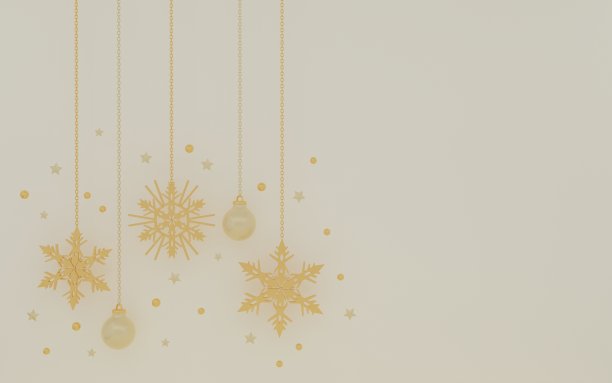 3d渲染金色的快乐新年，冬季季节或圣诞背景图片下载