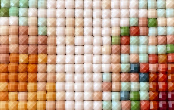 特写，色彩鲜艳的方形菱形刺绣鲜艳。业余爱好和娱乐图片下载