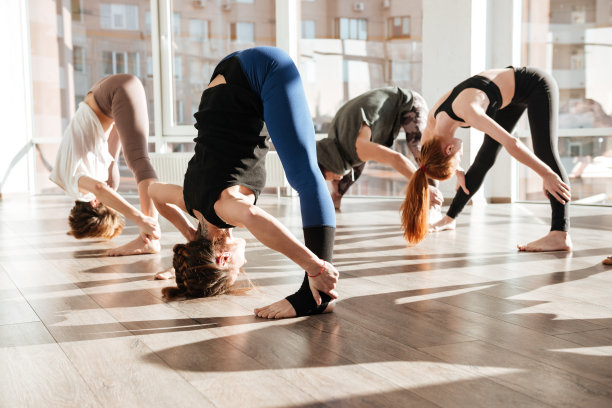 一群人在做瑜伽伸展运动图片下载