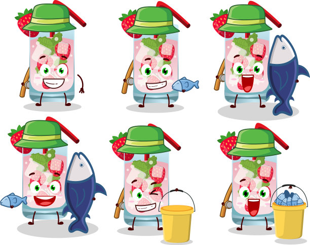 一个渔夫草莓莫吉托的卡通图片图片下载