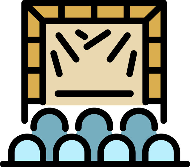 观众和场景的图标颜色轮廓图片下载