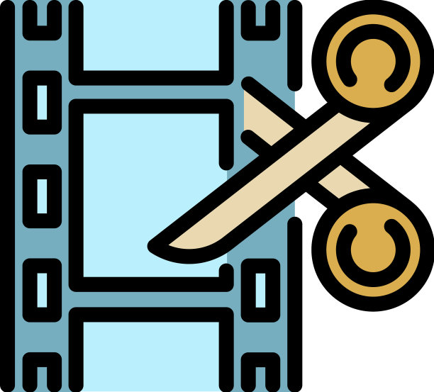 切割胶片图标颜色轮廓图片下载