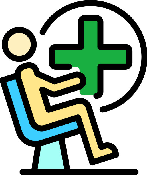 坐男人和医疗十字图标颜色轮廓图片下载