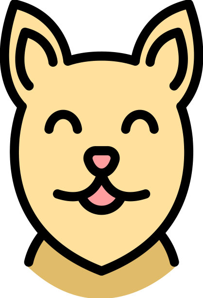 快乐狗脸图标颜色轮廓图片下载