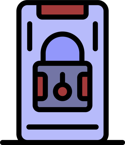安全的智能手机图标颜色轮廓图片下载
