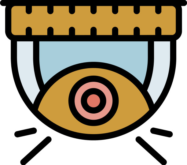 安全室内摄像头图标颜色轮廓图片下载