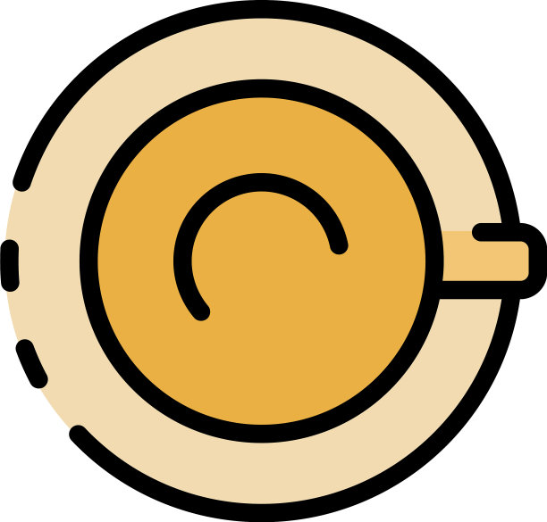 俯视图咖啡杯图标颜色轮廓图片下载