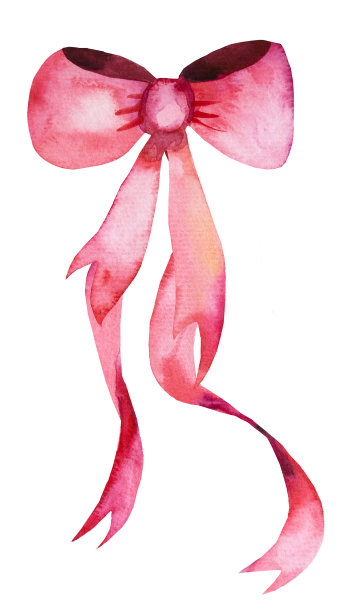 红色水彩丝带蝴蝶结与长结束图片下载