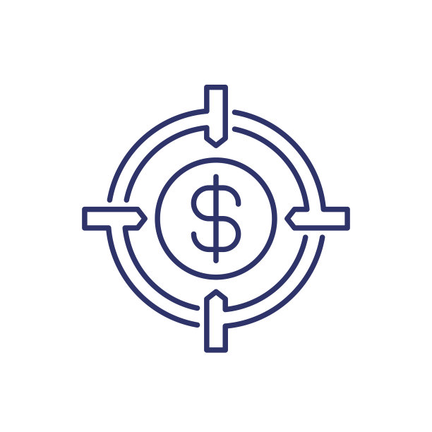 带有目标的金钱线条图标图片下载