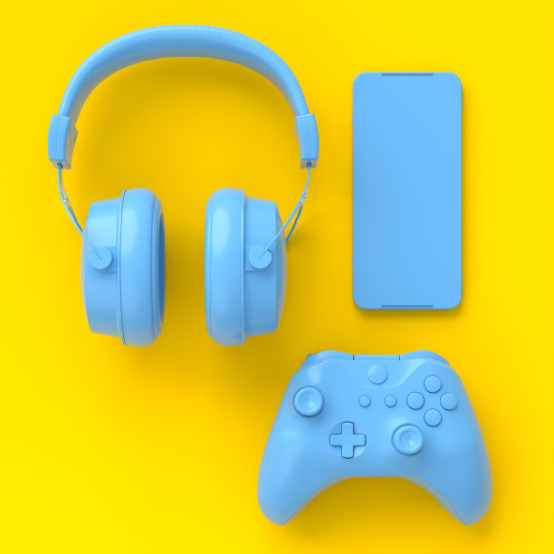 玩家工作区的顶部视图和齿轮，如操纵杆，耳机，手机图片下载