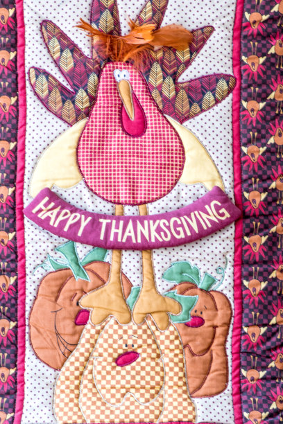 火鸡图案的感恩节被子。节日快乐图片下载