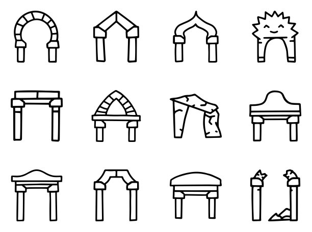 拱门线矢量涂鸦简单的图标集图片下载