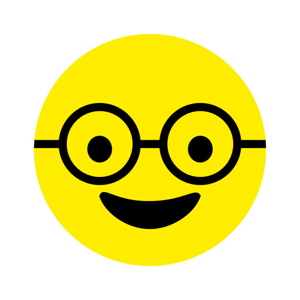 戴眼镜的笑脸。Emoji图标矢量。表情符号的迹象。积极的情感。矢量插图。图片下载