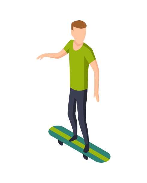 体育人等距。户外运动男运动员。人溜冰鞋。人性的表演，安静的骑在隔离的白色上图片下载