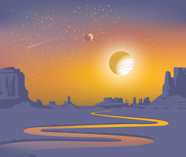 一个有着沙漠山谷的外星景观图片下载