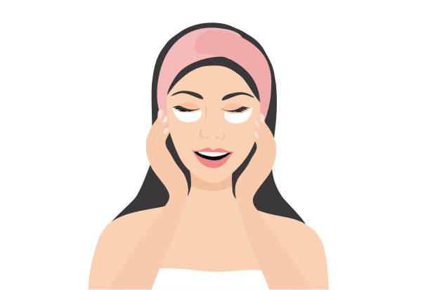 美丽的女人戴着化妆眼罩矢量插图。护肤、美容概念图片下载