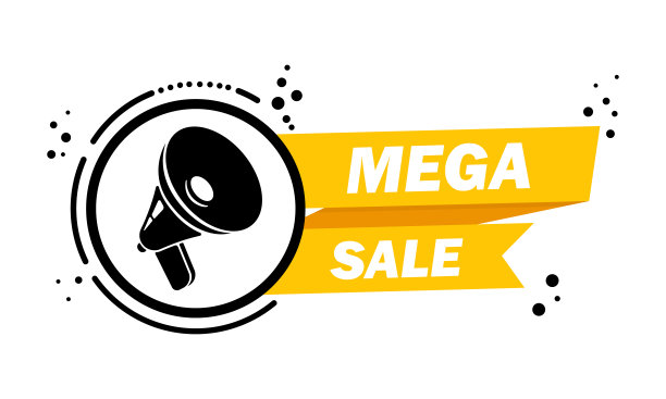 喇叭与Mega销售演讲气泡横幅。扬声器。商业，市场和广告的标签。孤立背景向量。每股收益10图片下载