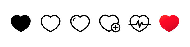 心的图标集。行图标。添加生活。向量EPS 10。在白色背景上隔离图片下载