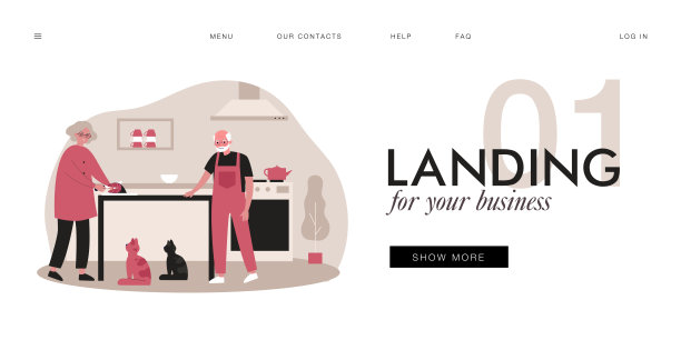 快乐的奶奶在厨房里给猫切鱼图片下载