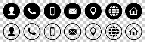 联系我们图形图标矢量孤立在透明背景上，通信计算机和手机图标集，标志智能电话技术，通信联系图标矢量集图片下载