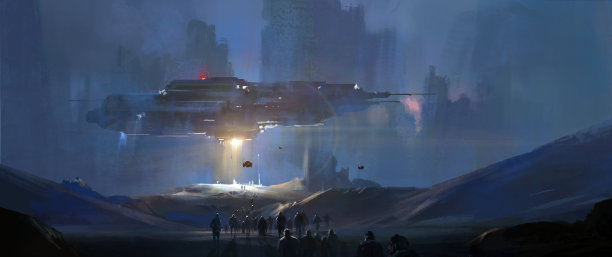 地球人准备登上宇宙飞船逃跑，3D插图图片下载