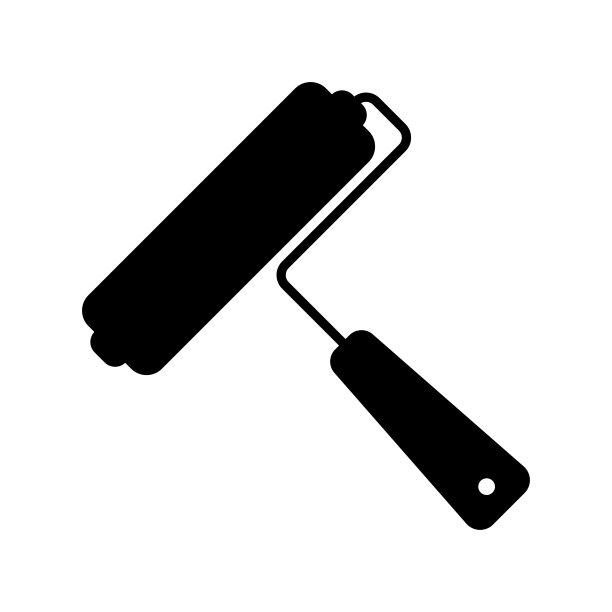 用于画图标的油漆滚筒。黑色的轮廓。矢量平面图形插图。在白色背景上孤立的物体。隔离。图片下载