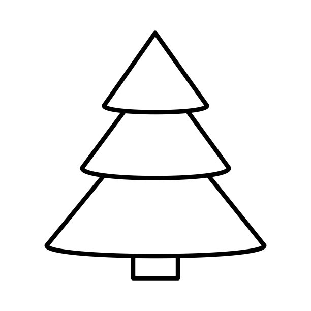 圣诞树图标。新年树。勾勒寒假图标图片下载