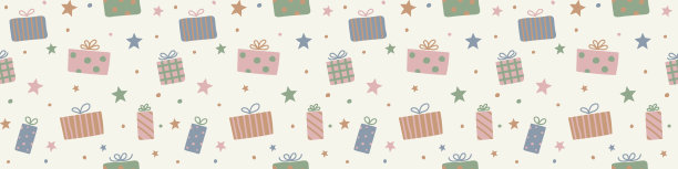 图案与圣诞礼品盒。壁纸的概念。横幅。向量图片下载