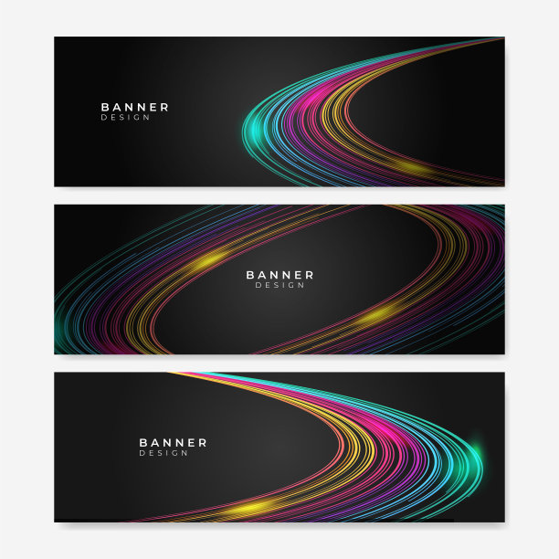 彩色的网页横幅与抽象的几何背景。收集水平推广横幅与柔和的梯度颜色和抽象的几何背景。头的设计。充满活力的优惠券模板。图片下载