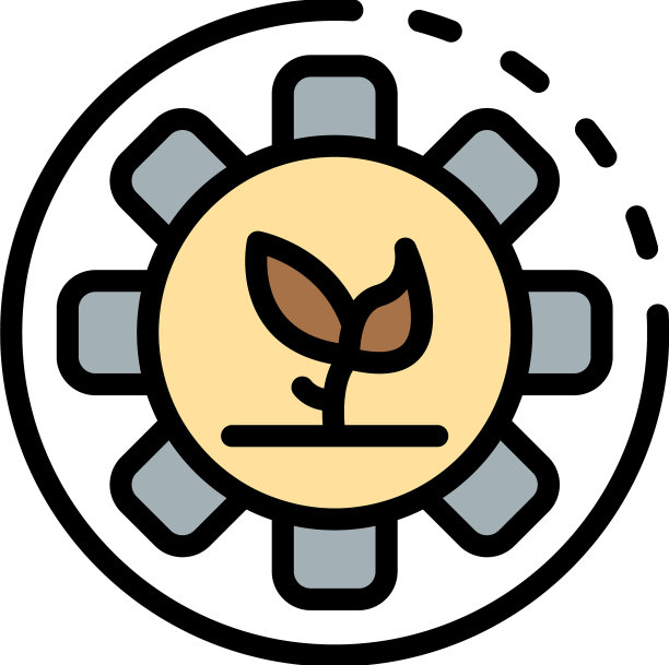 齿轮系统农学家图标颜色轮廓图片下载