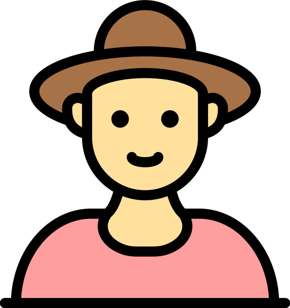 微笑的农民脸图标颜色轮廓图片下载