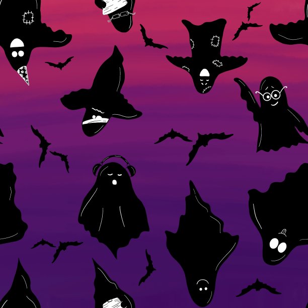 万圣节主题的鬼屋图案。这插图是手绘的。图片下载