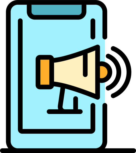 扩音器上的智能手机图标颜色轮廓图片下载