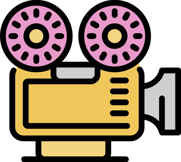 视频卷轴相机图标彩色轮廓图片下载