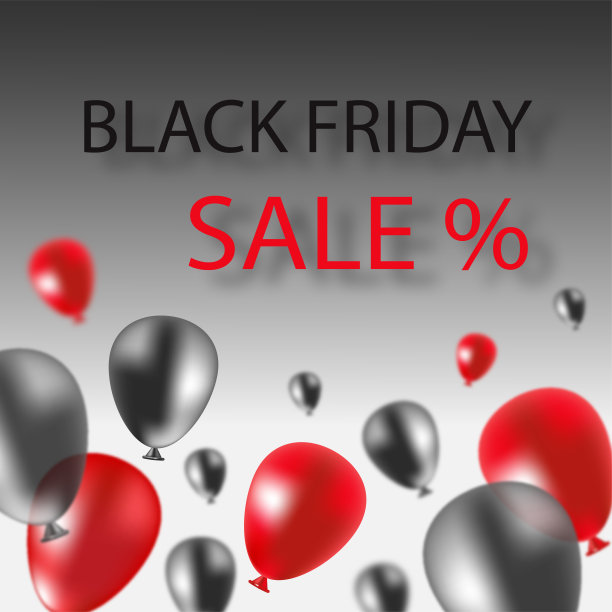 红色和黑色渐变模糊气球的不同大小的灰色渐变背景的底部。黑色星期五销售文本和社会海报的概念图片下载